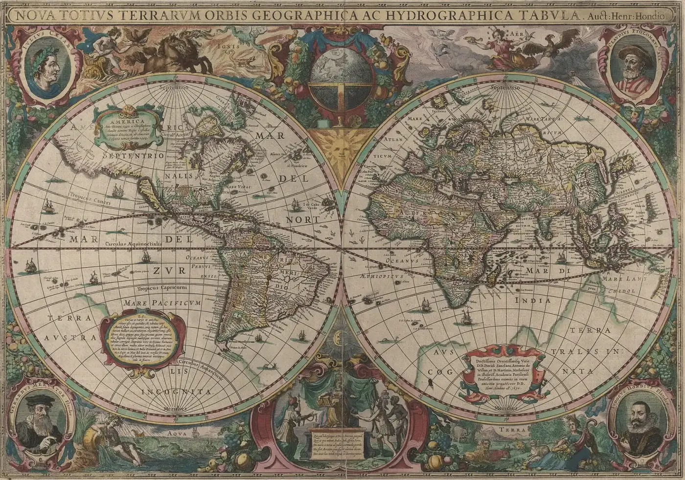 Mapamundi antiguo de dos hemisferios: la ruta del Grand Tour empieza aquí