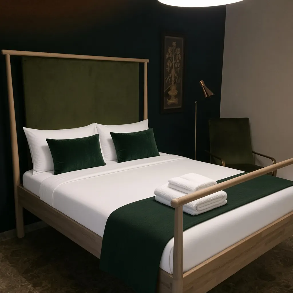 Doppelzimmer von Il Mulino mit Kopfteil aus grünem Samt